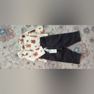 Children's Black Knit Pants with Guitar-Print Top